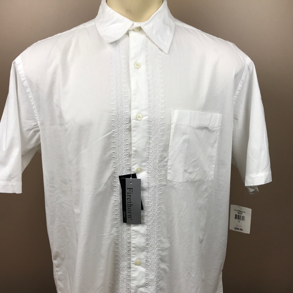 Firethorn silver Men’s Shirt Embroidered White